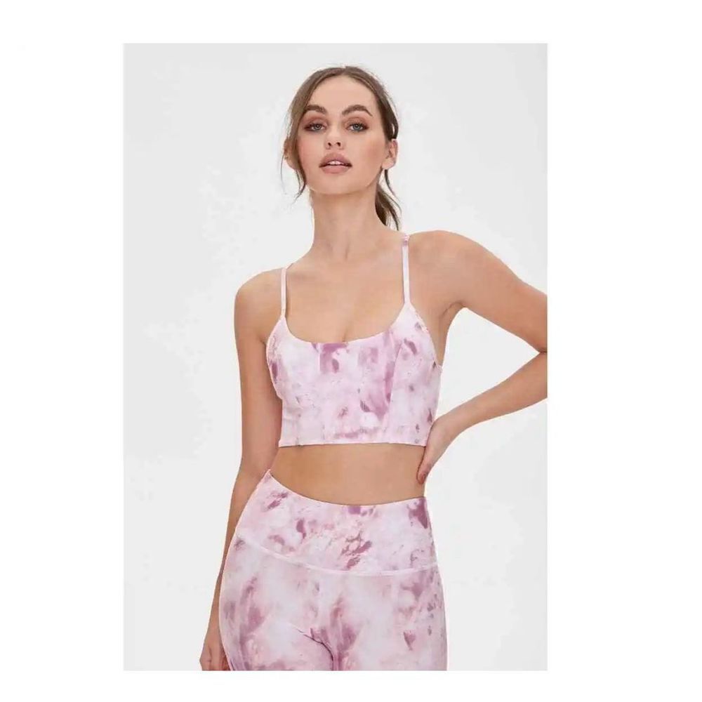 Forever 21 Tie Dye Pink and White Sports Bra